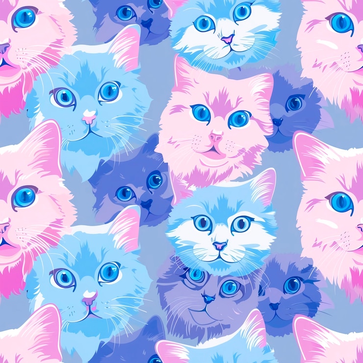 Foto grátis padrão de gato de arte digital