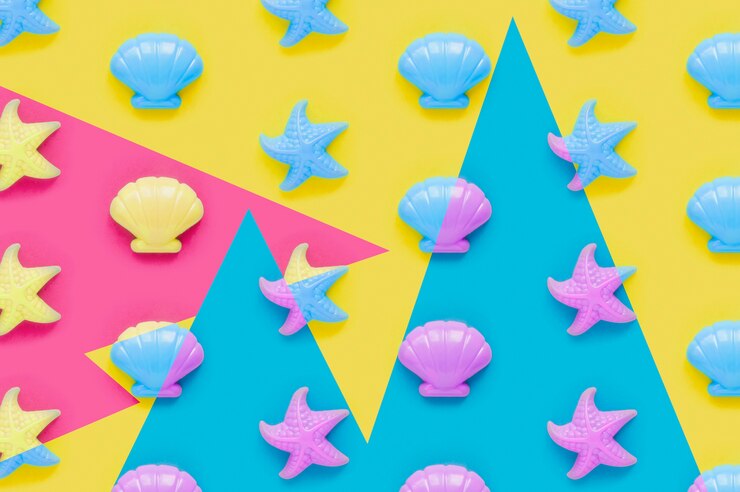 Foto grátis padrão de verão com conchas e estrelas do mar