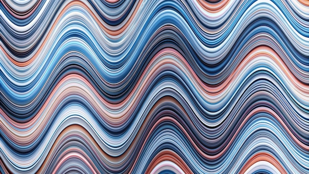 Padrão ondulado abstrato em tons de azul e vermelho