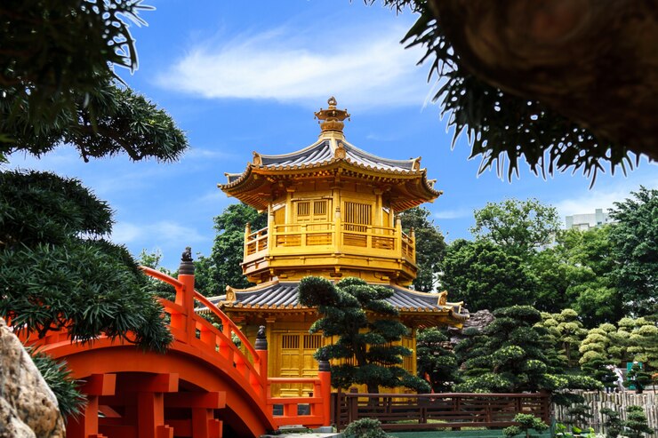 Foto grátis pagoda dourada no nan lian garden