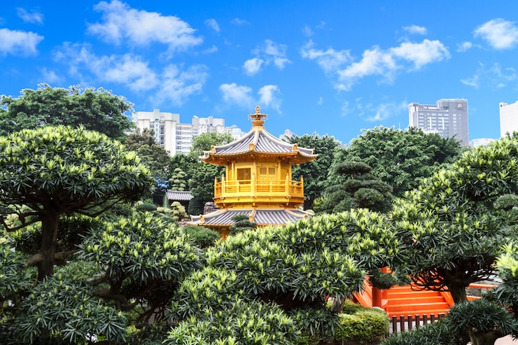 Foto grátis pagoda dourada no nan lian garden