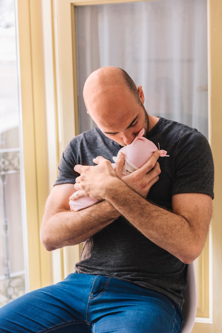 Foto grátis pai, segurando, bebê