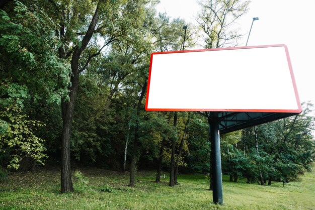 Painel publicitário perto da floresta