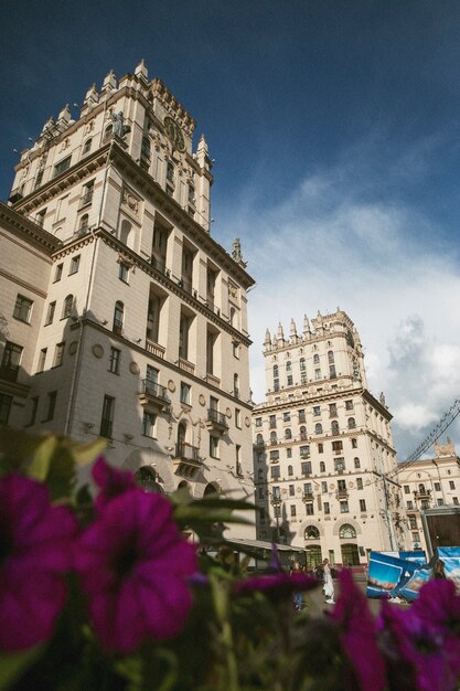 Paisagem analógica da cidade com edifícios