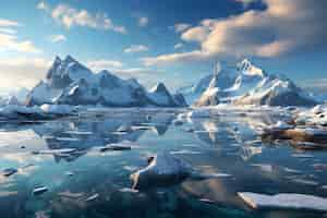 Foto grátis paisagem antártica da terra do gelo