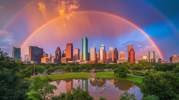 Foto grátis paisagem com arco-íris colorido aparecendo no céu