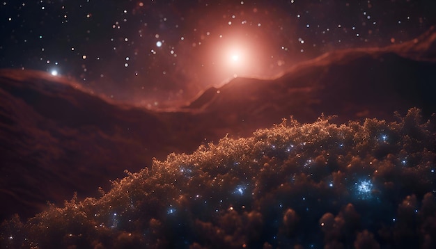 Foto grátis paisagem cósmica com nebulosa brilhante e estrelas renderização 3d