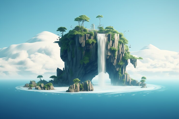 Foto grátis paisagem costeira em estilo fantasia