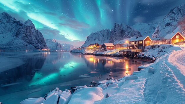 Foto grátis paisagem da aurora boreal sobre o mar