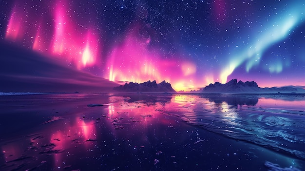Foto grátis paisagem da aurora boreal sobre o mar