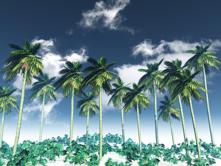 Foto grátis paisagem de árvore de palma 3d