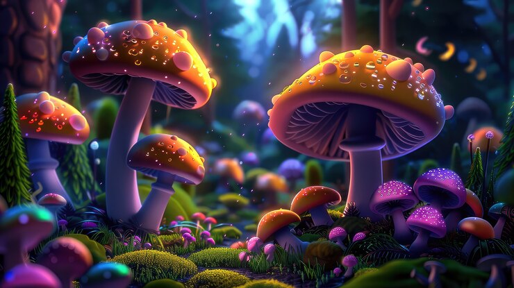 Foto grátis paisagem de cogumelos de fantasia