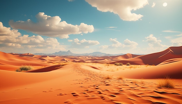 Paisagem de dunas de areia, clima seco e árido, calor extremo do terreno gerado pela inteligência artificial