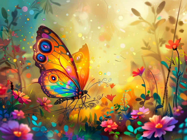 Foto grátis paisagem de fantasia com borboleta