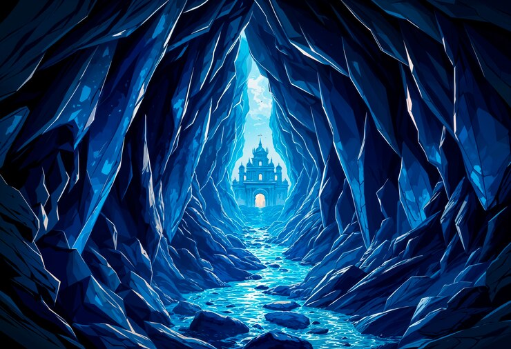 Foto grátis paisagem de fantasia de ilustração de caverna