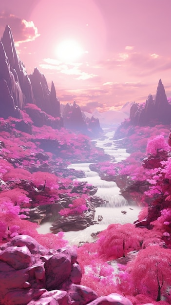 Foto grátis paisagem de fantasia magenta com natureza