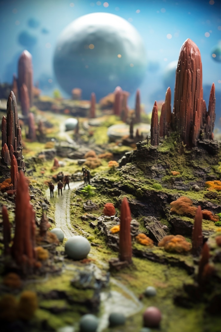 Foto grátis paisagem de fantasia medieval com mudança de inclinação
