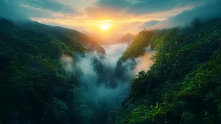 Foto grátis paisagem de floresta nublada