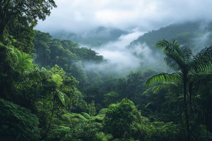 Foto grátis paisagem de floresta nublada