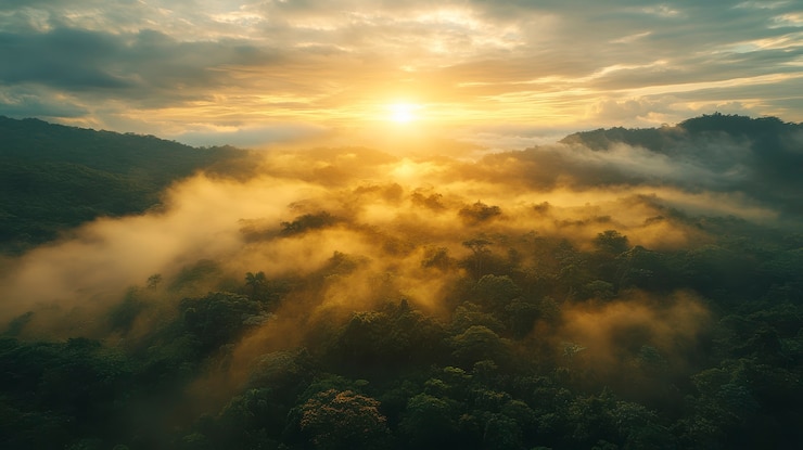 Foto grátis paisagem de floresta nublada