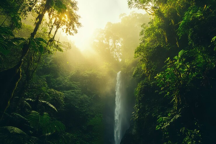 Foto grátis paisagem de floresta nublada
