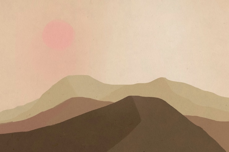 Foto grátis paisagem de fundo de montanhas com a ilustração do sol