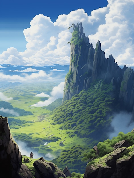 Foto grátis paisagem de montanhas em estilo anime