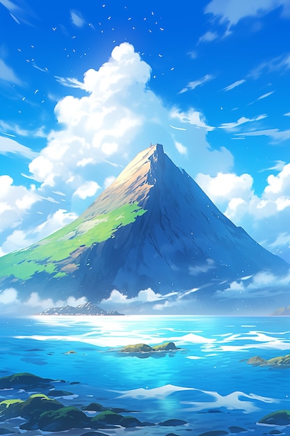 Foto grátis paisagem de montanhas em estilo anime