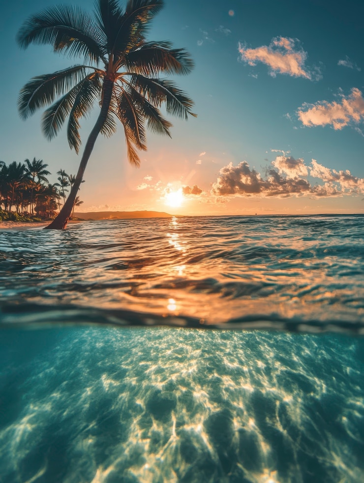 Foto grátis paisagem de praia do havaí com vista para o oceano