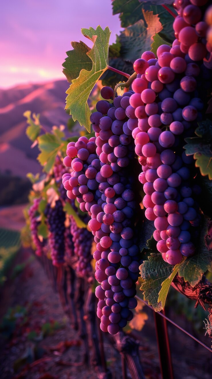 Paisagem de vinhas com natureza e videiras