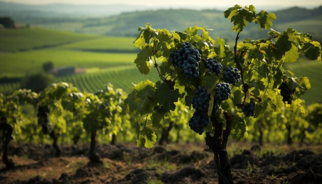 Paisagem de vinhas uvas maduras obra-prima de vinificação da natureza gerada pela IA
