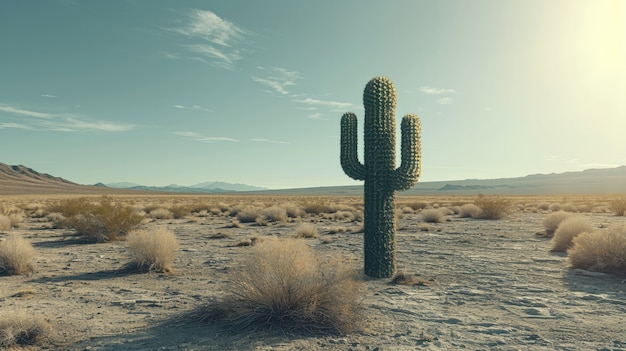 Paisagem desértica com espécies de cactos e plantas