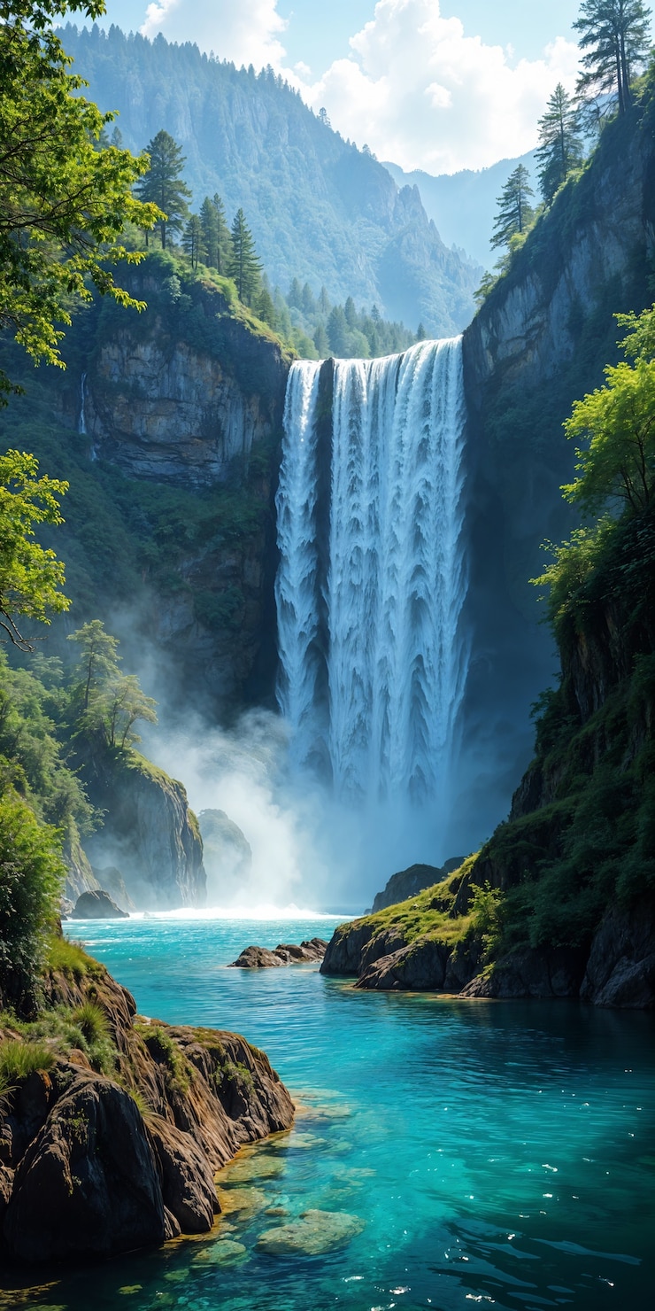 Foto grátis paisagem deslumbrante de cachoeiras