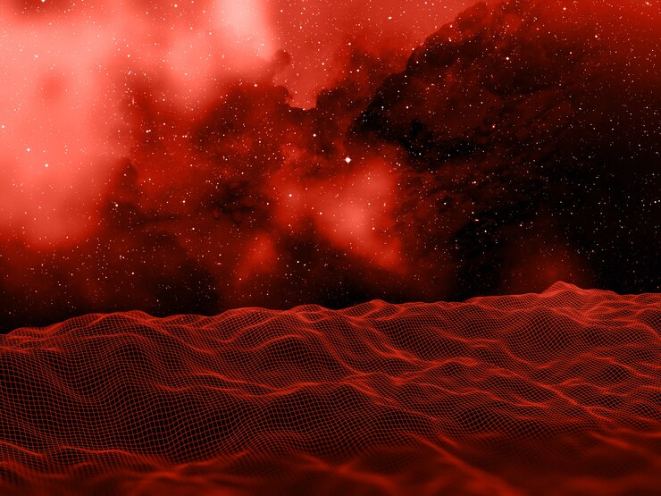 Foto grátis paisagem digital 3d contra um fundo de céu espacial