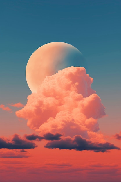 Foto grátis paisagem do céu em estilo de arte digital com lua