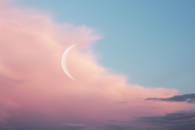 Paisagem do céu em estilo de arte digital com lua