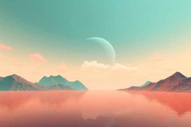 Paisagem do céu em estilo de arte digital com lua