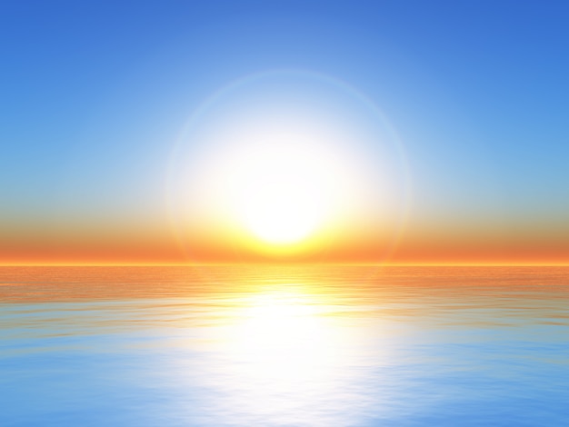 Foto grátis paisagem do oceano do sol 3d
