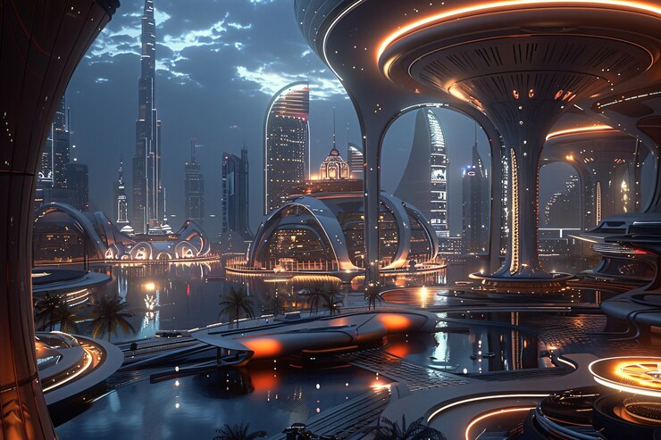 Foto grátis paisagem futurista de dubai