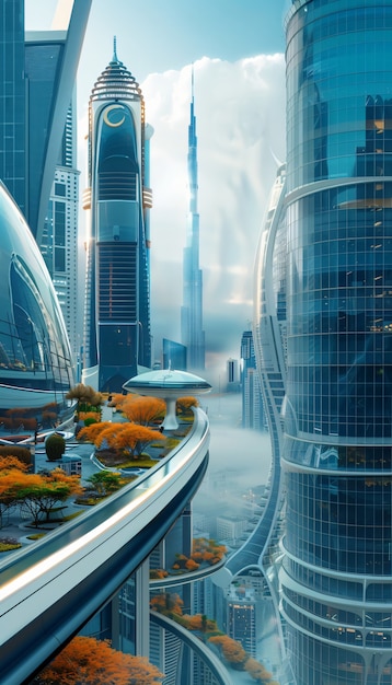 Foto grátis paisagem futurista de dubai