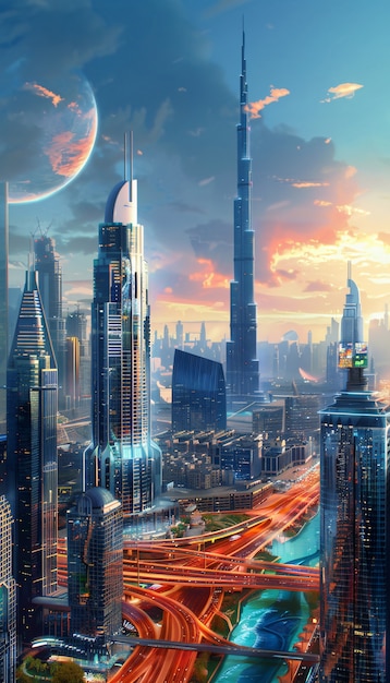 Foto grátis paisagem futurista de dubai