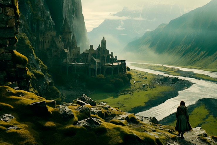 Foto grátis paisagem impressionante de videogames de fantasia