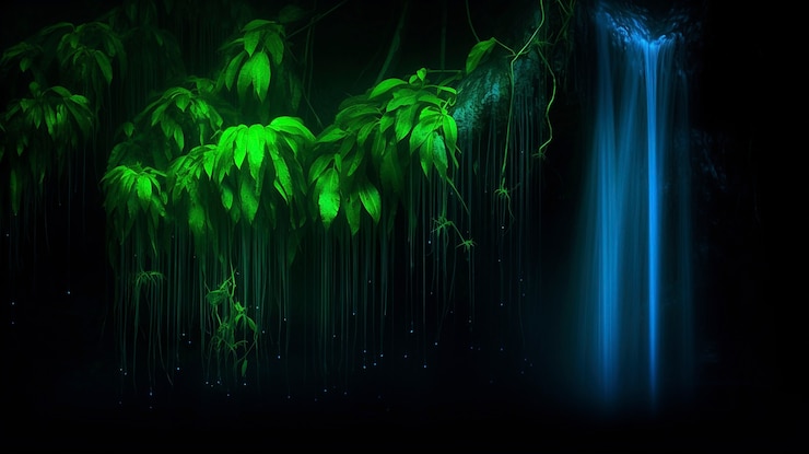 Foto grátis paisagem marinha de fantasia com natureza bioluminescente