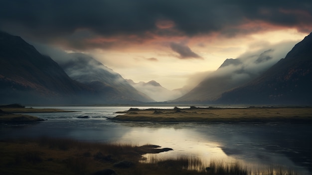 Foto grátis paisagem montanhosa da natureza com lago