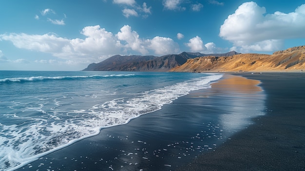 Foto grátis paisagem natural com areia preta na praia