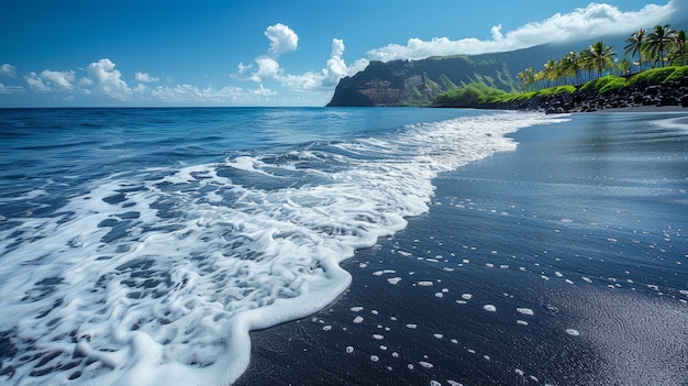 Foto grátis paisagem natural com areia preta na praia