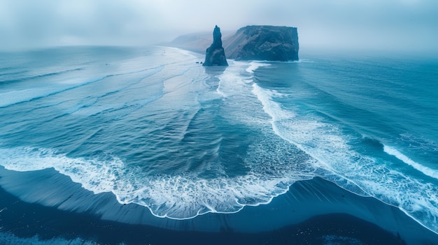 Foto grátis paisagem natural com areia preta na praia