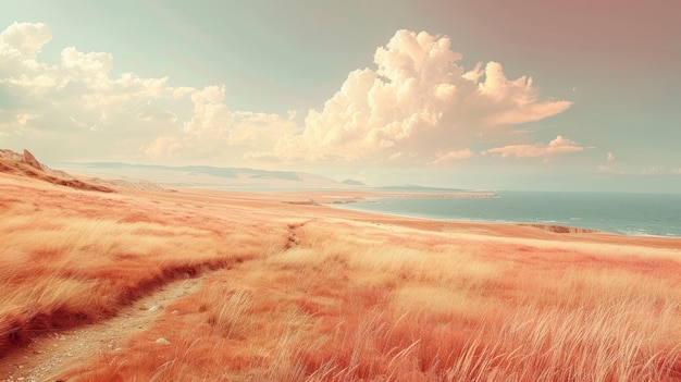 Foto grátis paisagem natural com estética de sonho e tons de cor do ano