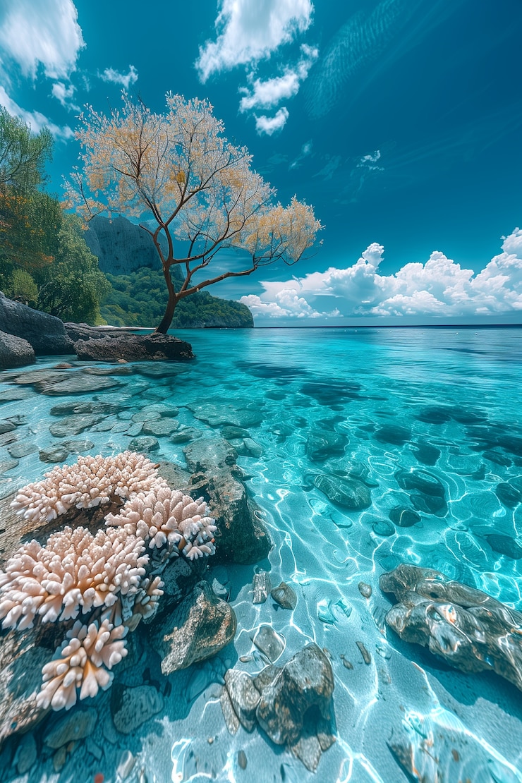 Foto grátis paisagem natural com vista para a praia