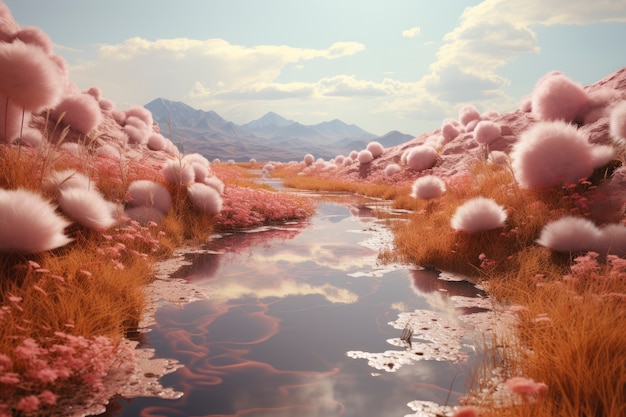 Foto grátis paisagem natural rosa com vegetação